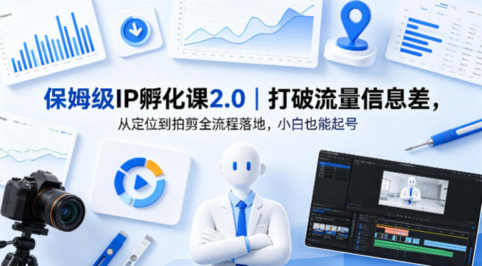 保姆级IP孵化课2.0｜打破流量信息差，从定位到拍剪全流程落地，小白也能起号-元界