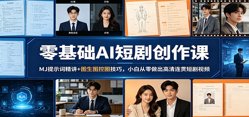 零基础AI短剧创作课：MJ提示词精讲+图生图控图技巧，小白从零做出高清连贯短剧视频-元界