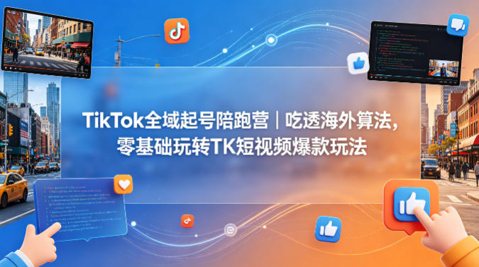 TikTok全域起号陪跑营｜吃透海外算法，零基础玩转TK短视频爆款玩法-元界