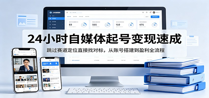 24小时自媒体起号变现速成，跳过赛道定位直接找对标，从账号搭建到盈利全流程-元界