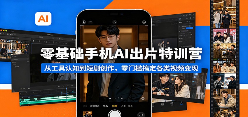 零基础手机AI出片特训营：从工具认知到短剧创作，零门槛搞定各类视频变现-元界