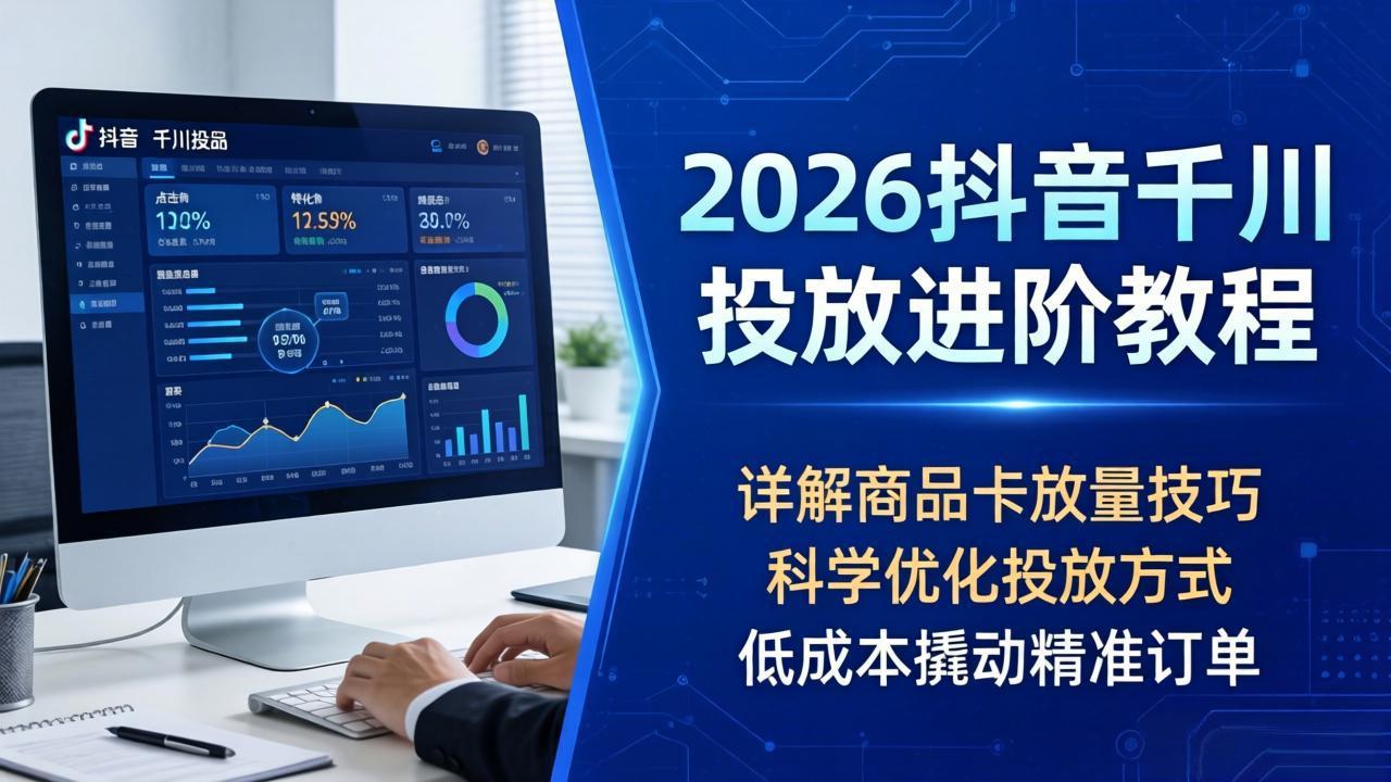 2026抖音千川投放进阶教程，详解商品卡放量技巧，科学优化投放方式，低成本撬动精准订单-元界