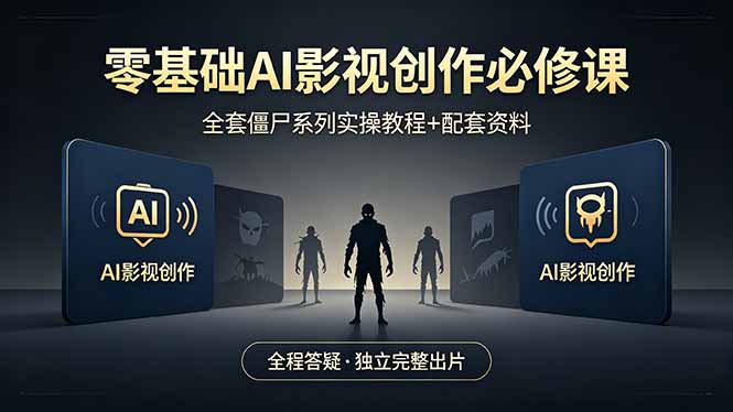 零基础AI影视创作必修课，全套僵尸系列实操教程加配套资料，全程答疑带你独立完整出片-元界