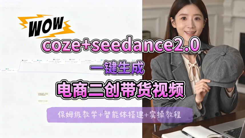 【Coze工作流搭建实操教程】seedance2.0+coze一键生成电商二创带货视频，全流程保姆级教学-元界