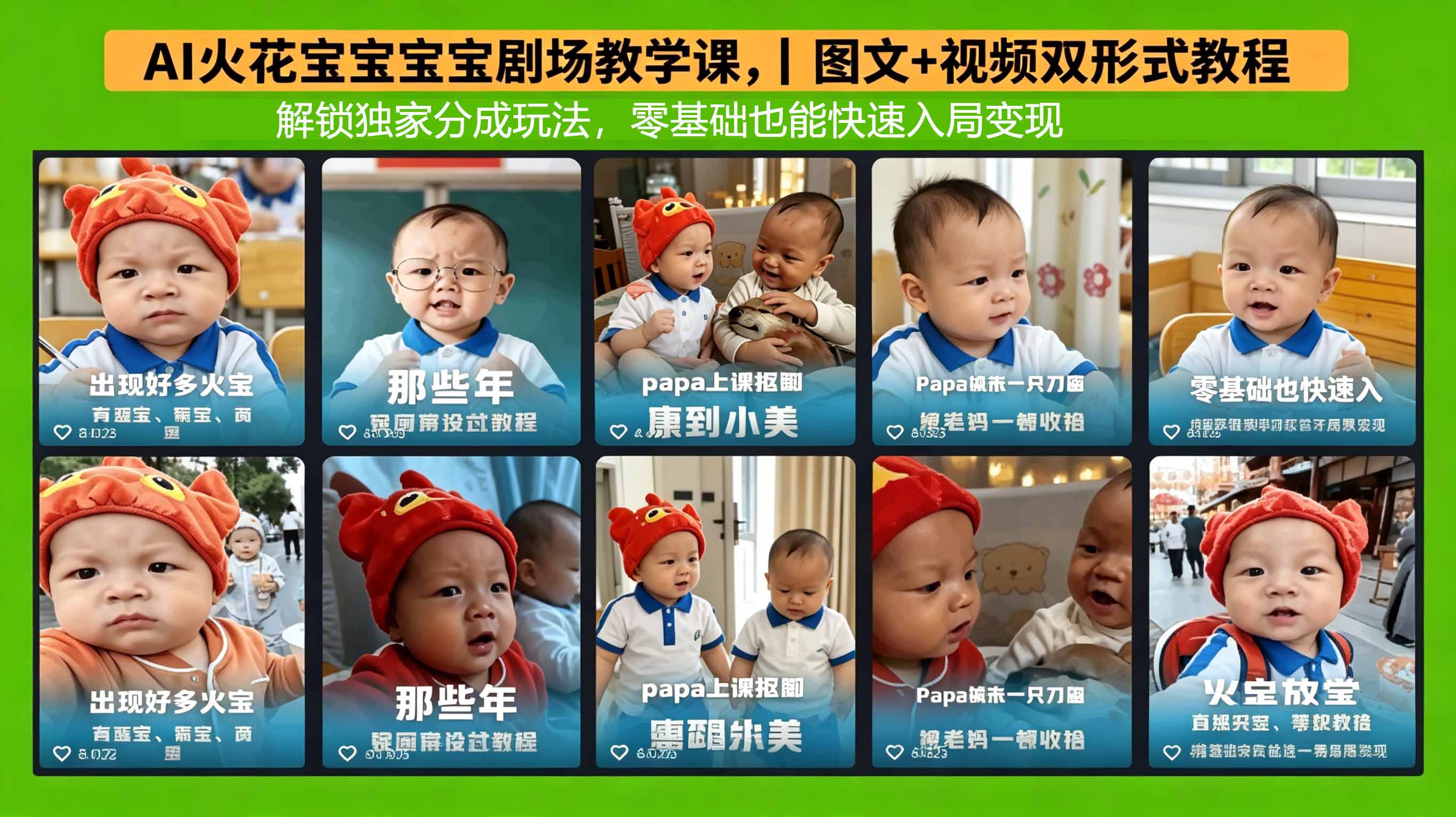 AI火花宝宝宝宝剧场教学课，图文+视频双形式教程，解锁独家分成玩法，零基础也能快速入局变现-元界