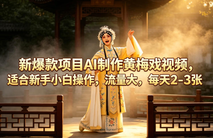 新爆款项目AI制作黄梅戏视频，适合新手小白操作，流量大，每天2-3张-元界