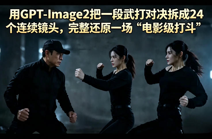 用GPT-Image2把一段武打对决拆成24个连续镜头，完整还原一场“电影级打斗”-元界