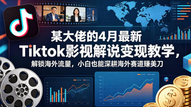 某大佬的4月最新Tiktok影视解说变现教学，解锁海外流量，小白也能深耕海外赛道賺美刀-元界