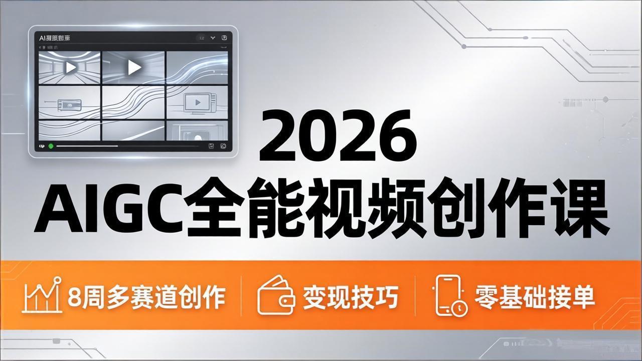 2026AIGC全能视频创作课，8周吃透多赛道创作+变现，零基础也能高效出片接单-元界