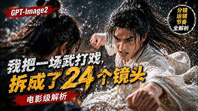 用GPT-Image2，把一段武打对决拆成24个连续镜头，从人物建立、动作衔接、运镜节奏，到情绪爆发-元界