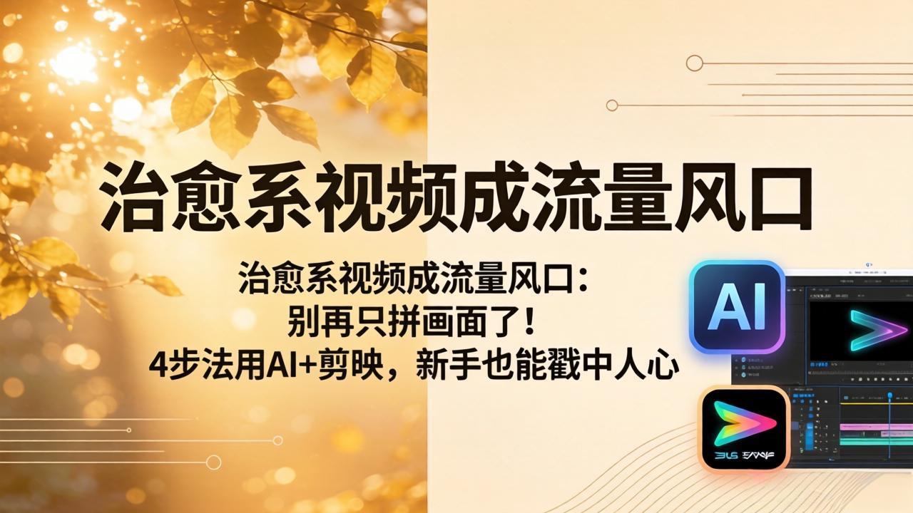 治愈系视频成流量风口：别再只拼画面了！4步法用AI+剪映，新手也能戳中人心-元界