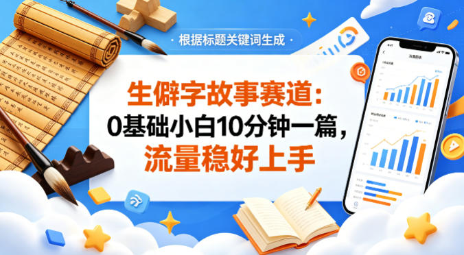 公众号流量主——生僻字故事赛道，流量稳，好上手，0基础小白也能10分钟一篇-元界