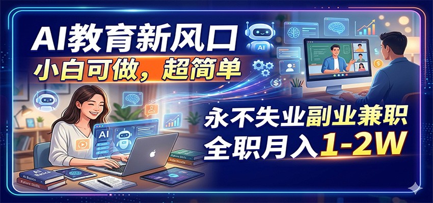 AI教育新风口，小白可做，超简单，永不失业副业兼职 全职月入1-2W-元界