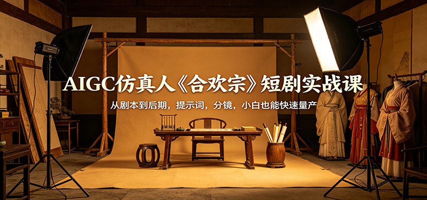 AIGC仿真人《合欢宗》短剧实战课：从剧本到后期，提示词，分镜，小白也能快速量产-元界