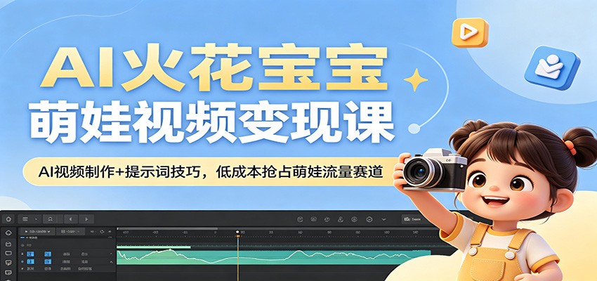 AI火花宝宝萌娃视频变现课：AI视频制作+提示词技巧，低成本抢占萌娃流量赛道-元界