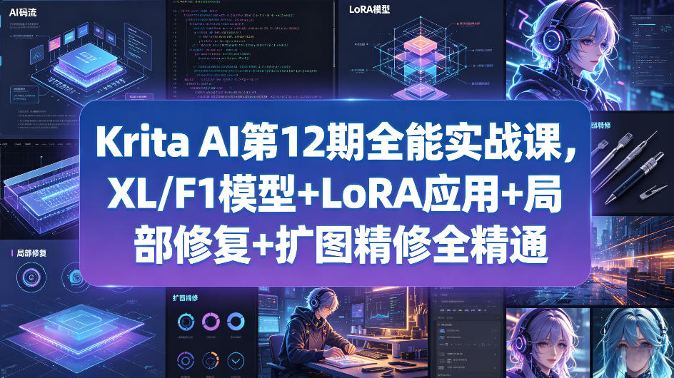 Krita AI第12期全能实战课，XL/F1模型+LoRA应用+局部修复+扩图精修全精通-元界