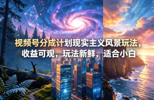 视频号分成计划现实主义风景玩法，收益可观，玩法新鲜，适合小白-元界