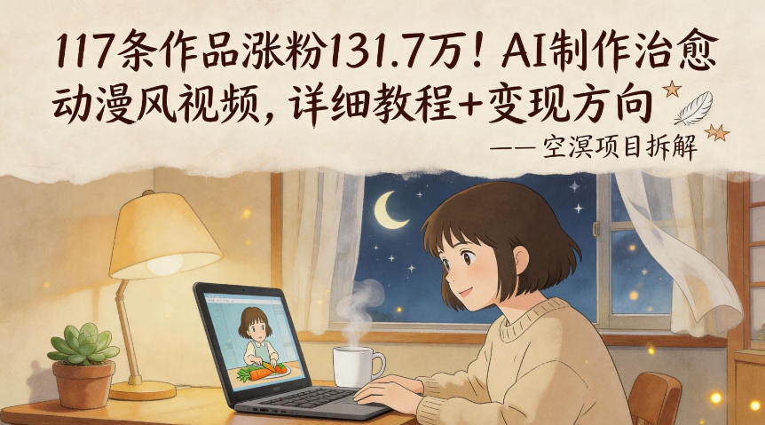 117条作品涨粉131.7W！AI制作治愈动漫风视频，详细教程+变现方向-元界