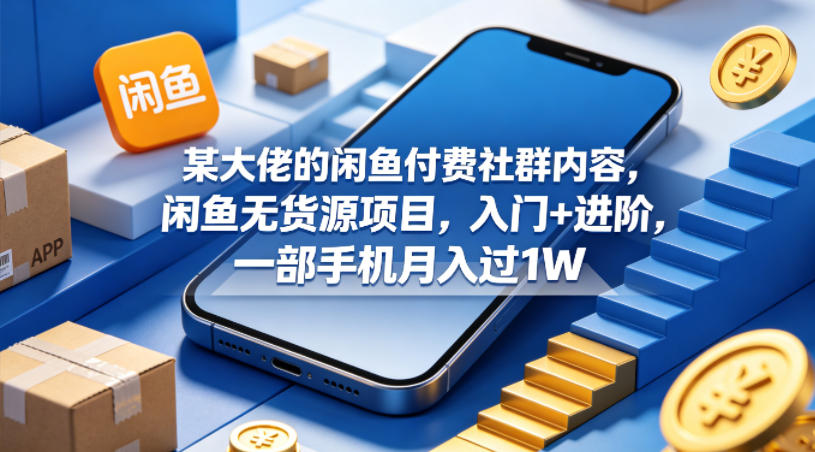 某大佬的闲鱼付费社群内容，闲鱼无货源项目，入门+进阶，一部手机月入过1W-元界