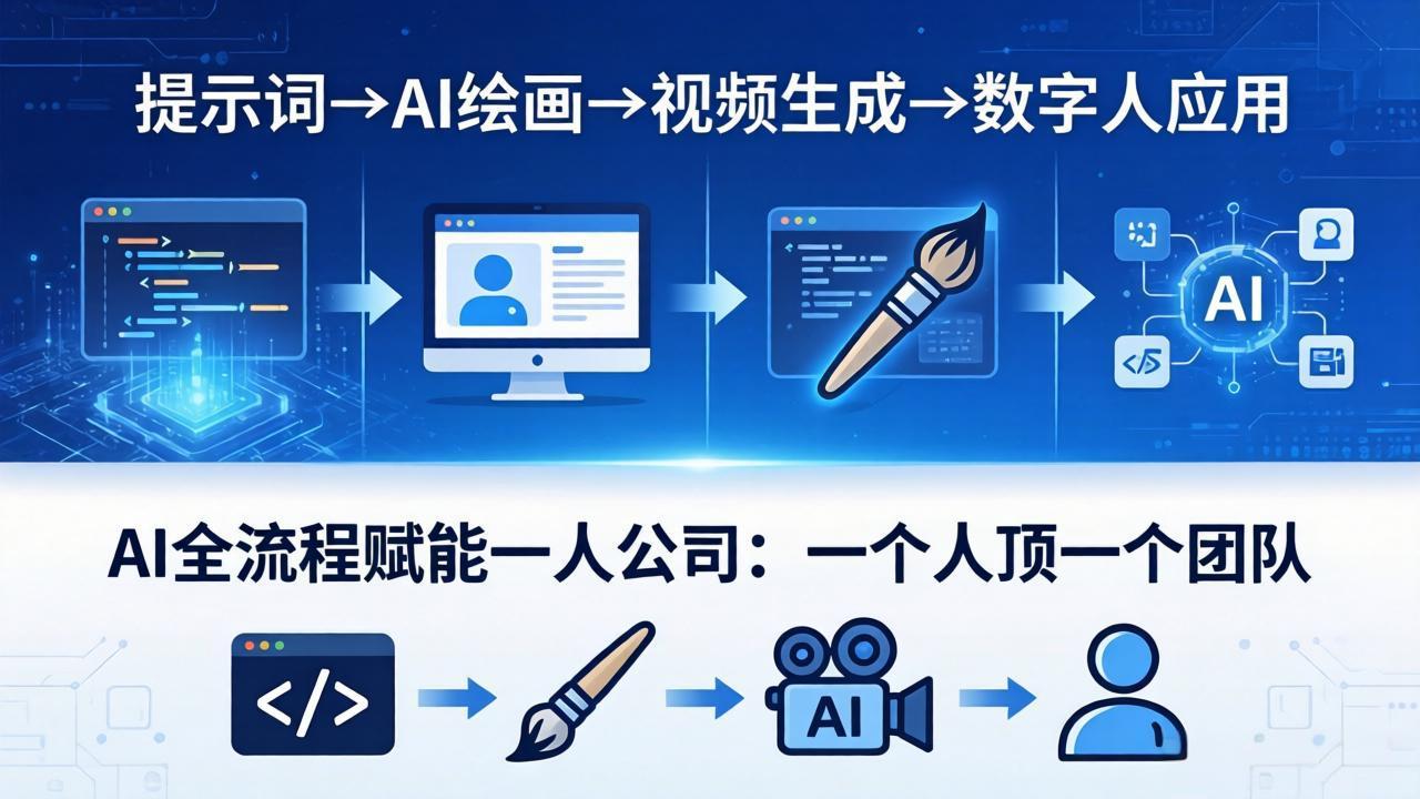 AI全流程赋能一人公司：提示词、绘画、视频、数字人、编程，一个人顶一个团队-元界