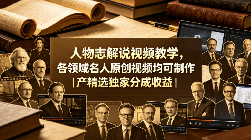 人物志解说视频教学，各领域名人原创视频均可制作丨精选独家分成收益(更新0430)-元界