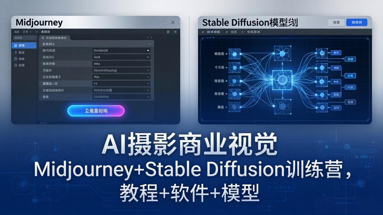 AI摄影商业视觉Midjourney+Stable Diffusion训练营，教程+软件+模型-元界