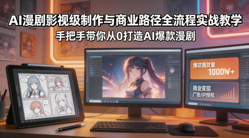 AI漫剧影视级制作与商业路径全流程实战教学，手带你从0打造AI爆款漫剧-元界
