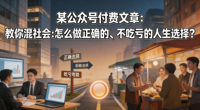 某公众号付费文章：教你混社会：怎么做正确的、不吃亏的人生选择？-元界