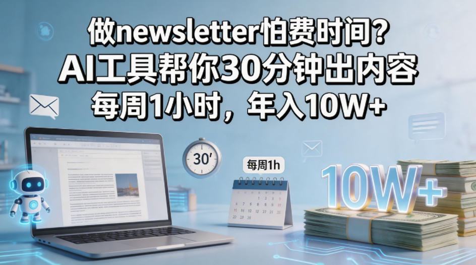 做newsletter怕费时间？AI工具帮你30分钟出内容，每周1小时，年入10W+！【原创双语字幕】-元界