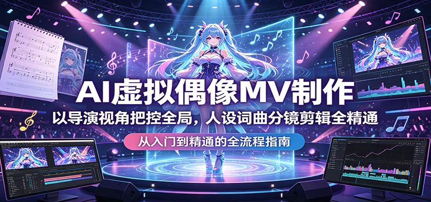 AI虚拟偶像MV制作：以导演视角把控全局，人设词曲分镜剪辑全精通-元界