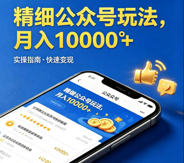 精细化公众号玩法，我们给你提供文章，你来负责发布，收益可观，月入1W+【揭秘】-元界