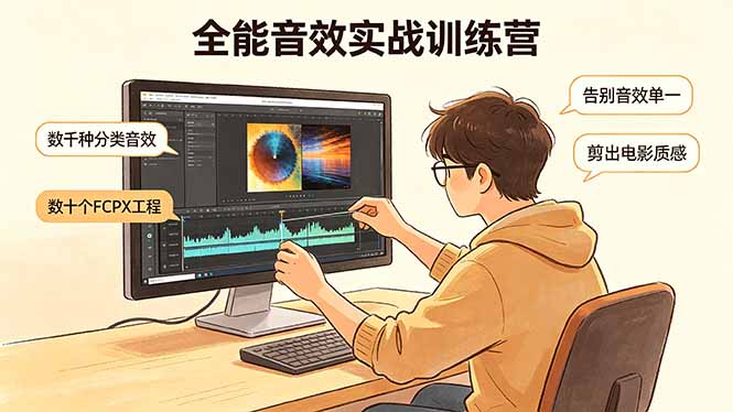 全能音效实战训练营：数千种分类音效+数十个FCPX工程，告别音效单一，剪出电影质感-元界