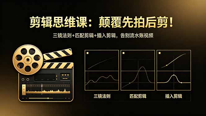 剪辑思维课：颠覆先拍后剪！三镜法则+匹配剪辑+插入剪辑，告别流水账视频-元界