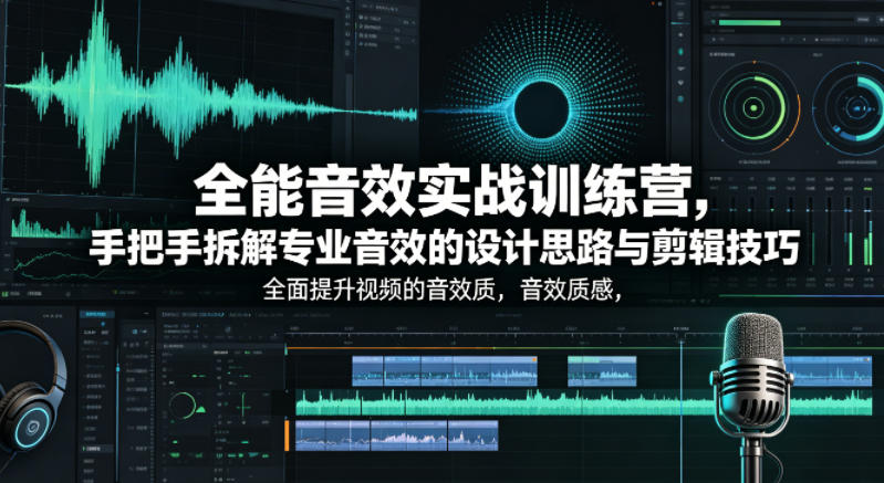 全能音效实战训练营，手把手拆解专业音效的设计思路与剪辑技巧，全面提升视频的音效质感-元界