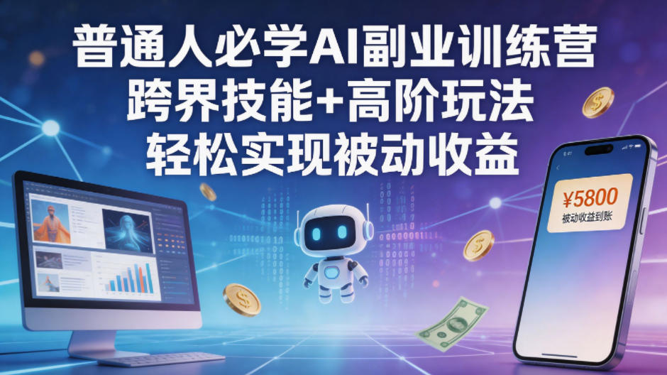 普通人必学AI副业训练营跨界技能+高阶玩法轻松实现被动收益-元界