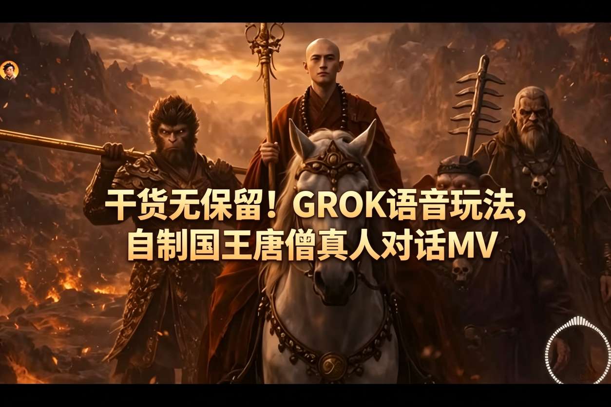 干货无保留！GROK语音玩法，自制国王唐僧真人对话MV-元界