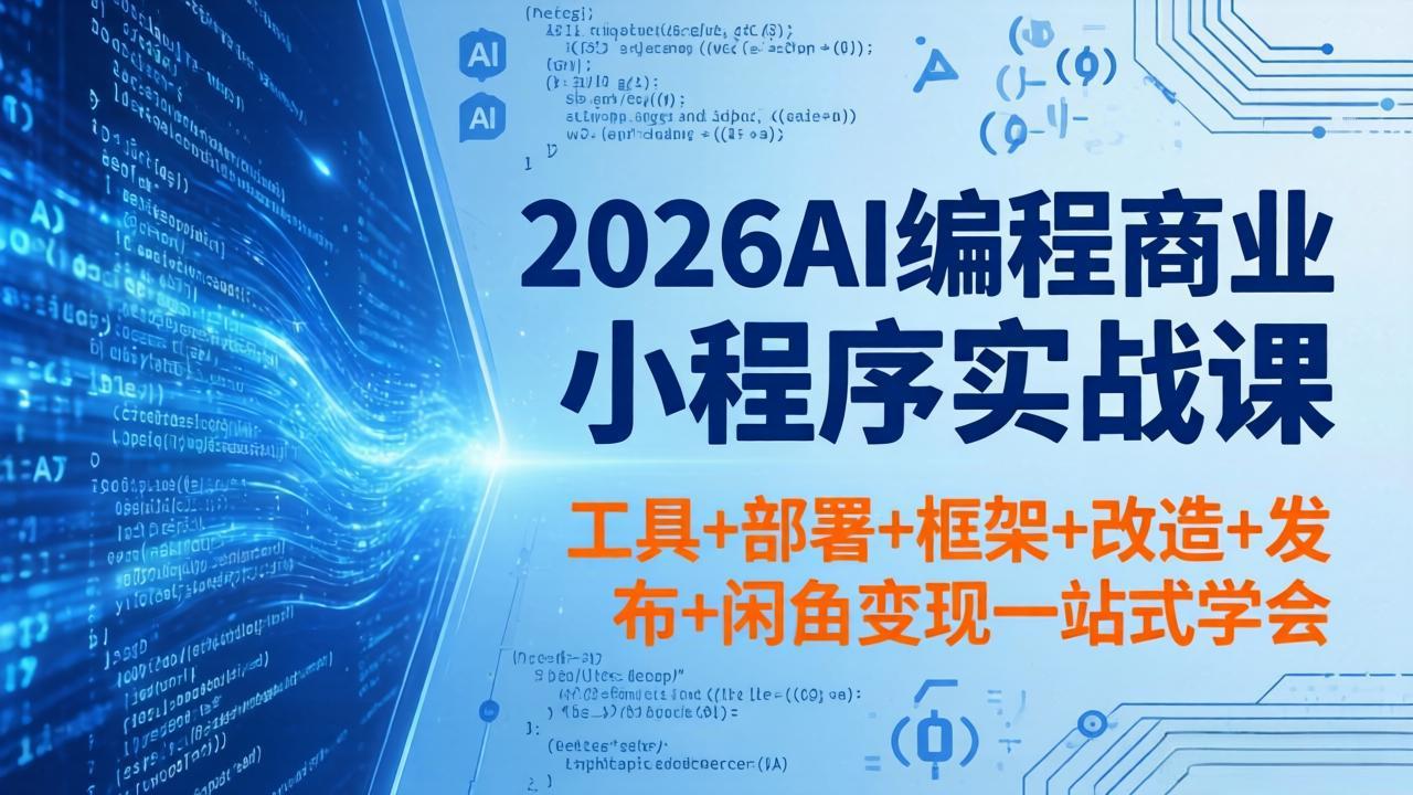 2026AI编程商业小程序实战课，工具+部署+框架+改造+发布+闲鱼变现一站式学会-元界