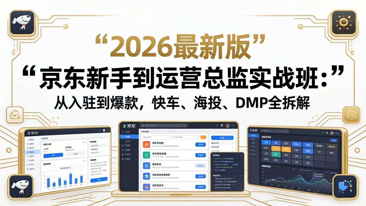 京东新手到运营总监实战班：从入驻到爆款，快车、海投、DMP全拆解，2026最新版-元界