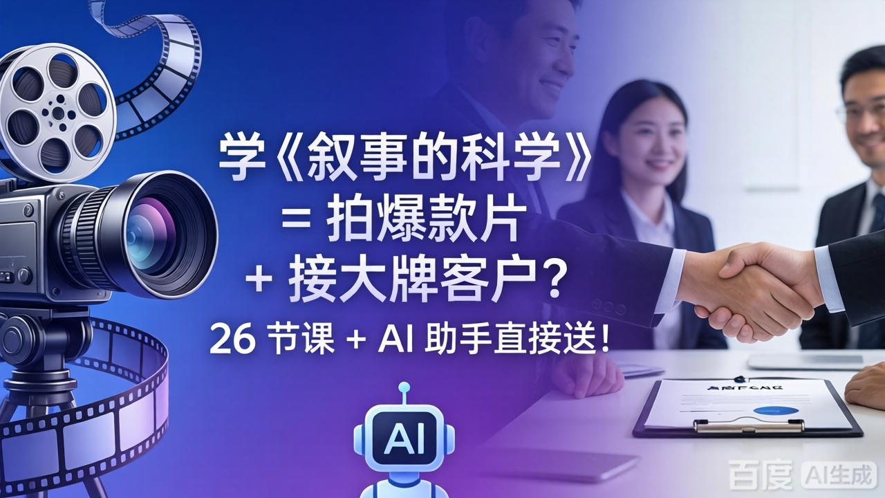 学《叙事的科学》= 拍爆款片 + 接大牌客户？26 节课 + AI 助手直接送！-元界