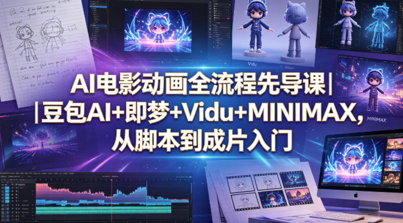 AI电影动画全流程先导课｜豆包AI+即梦+Vidu+MINIMAX，从脚本到成片入门-元界