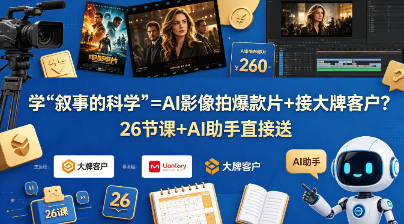 学《叙事的科学》=AI影像拍爆款片+接大牌客户？26节课+AI助手直接送【原创双语字幕】-元界