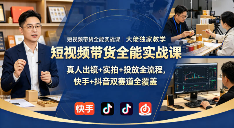 短视频带货全能实战课｜大佬独家教学，真人出镜+实拍+投放全流程，快手+抖音双赛道全覆盖-元界