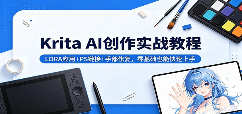 Krita AI创作实战教程：LORA应用+PS链接+手部修复，零基础也能快速上手-元界