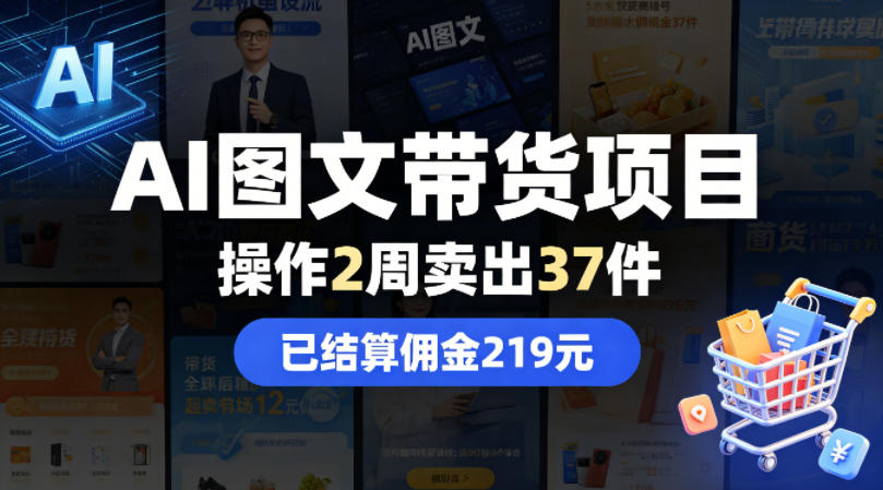 AI图文带货项目，操作2周卖出37件，已结算佣金219-元界